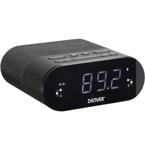 Denver Wekkerradio met Draadloze Oplader - Digitale Wekker - FM Radio - Dubbel Alarm - Dimmer - CRQ107 - Denvershop