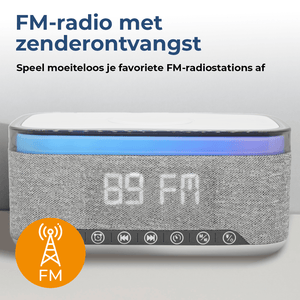 Denver Wekker met Draadloze Oplader - White Noise Machine - Digitale Wekker - Bluetooth - FM Radio - CRQ225 - Denvershop