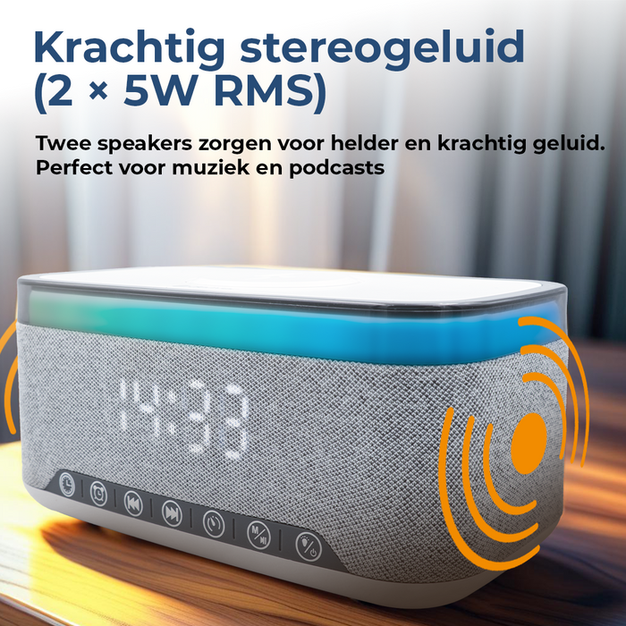 Denver Wekker met Draadloze Oplader - White Noise Machine - Digitale Wekker - Bluetooth - FM Radio - CRQ225 - Denvershop