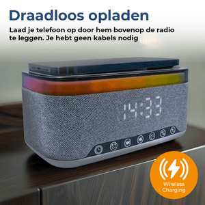 Denver Wekker met Draadloze Oplader - White Noise Machine - Digitale Wekker - Bluetooth - FM Radio - CRQ225 - Denvershop