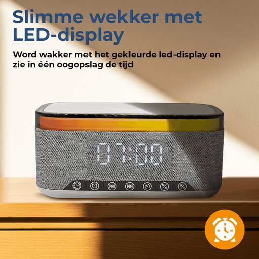 Denver Wekker met Draadloze Oplader - White Noise Machine - Digitale Wekker - Bluetooth - FM Radio - CRQ225 - Denvershop