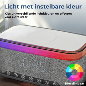 Denver Wekker met Draadloze Oplader - White Noise Machine - Digitale Wekker - Bluetooth - FM Radio - CRQ225 - Denvershop