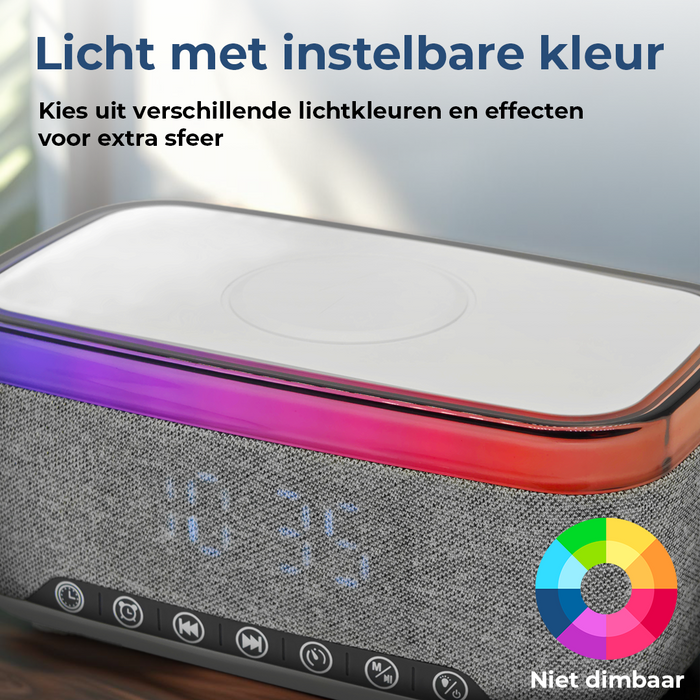 Denver Wekker met Draadloze Oplader - White Noise Machine - Digitale Wekker - Bluetooth - FM Radio - CRQ225 - Denvershop