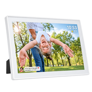 Denver digitale fotolijst 15,6 inch in zwart of wit · Full HD en Frameo