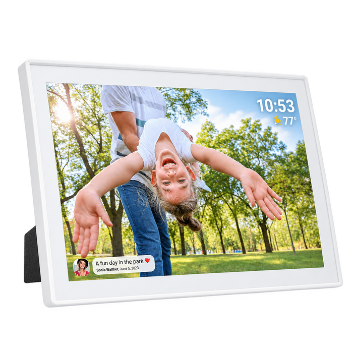 Denver digitale fotolijst 15,6 inch in zwart of wit · Full HD en Frameo