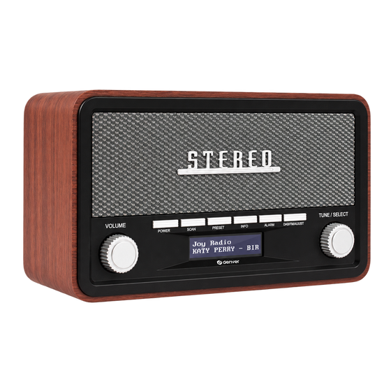 [Darkwood] - Denver DAB Radio - Retro Radio - Bluetooth - DAB+/ FM - Dimbaar - Batterijen & Netstroom - DAB18 - Denvershop