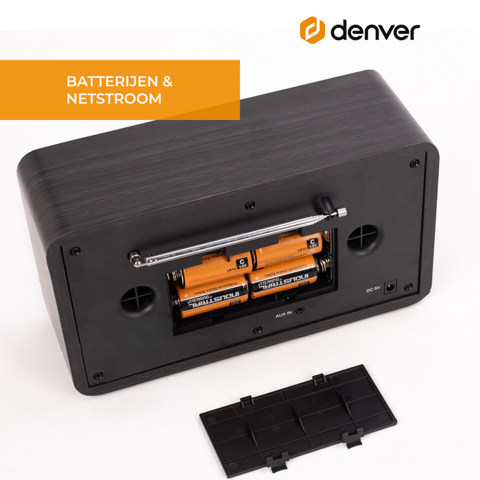 Denver DAB Radio - Retro Radio - Bluetooth - DAB+/ FM - Dimbaar - Batterijen & Netstroom - DAB18