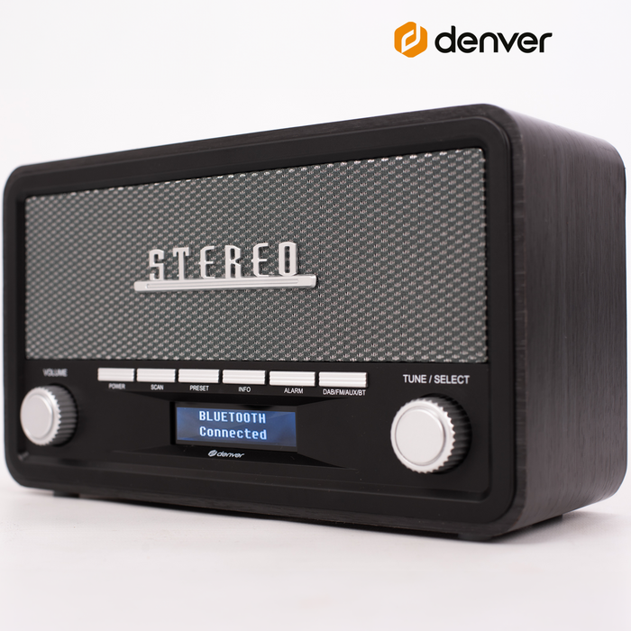 Denver DAB Radio - Retro Radio - Bluetooth - DAB+/ FM - Dimbaar - Batterijen & Netstroom - DAB18
