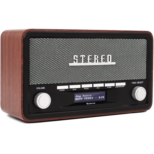 [Darkwood] - Denver DAB Radio - Retro Radio - Bluetooth - DAB+/ FM - Dimbaar - Batterijen & Netstroom - DAB18 - Denvershop