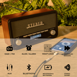 Denver DAB+ radio retro · bluetooth, FM en dimbaar display