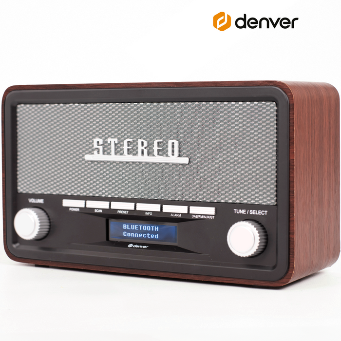 Denver DAB Radio - Retro Radio - Bluetooth - DAB+/ FM - Dimbaar - Batterijen & Netstroom - DAB18