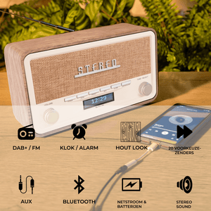 Denver DAB+ radio retro · bluetooth, FM en dimbaar display