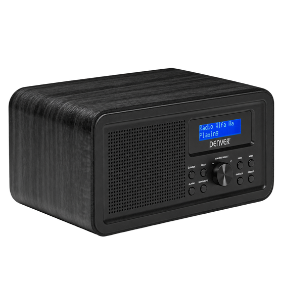 [Zwart] - Denver DAB Radio - Retro Radio - FM Radio - Keukenradio - Draagbare radio - Batterijen & Netstroom - DAB30 - Denvershop