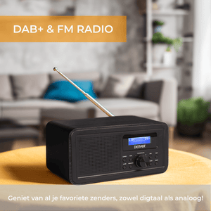 Denver DAB+ radio retro · FM, batterij of netstroom