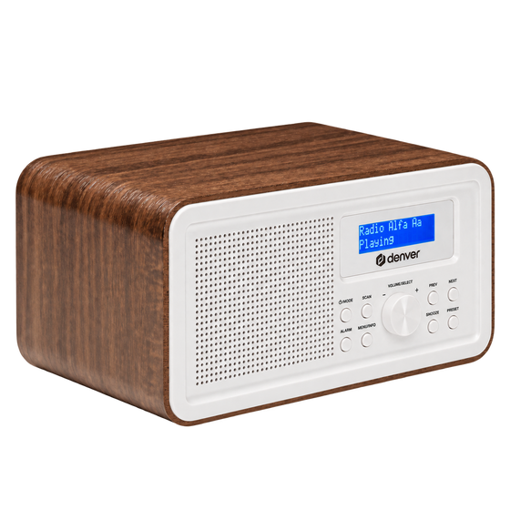 [Darkwood] - Denver DAB Radio - Retro Radio - FM Radio - Keukenradio - Draagbare radio - Batterijen & Netstroom - DAB30 - Denvershop