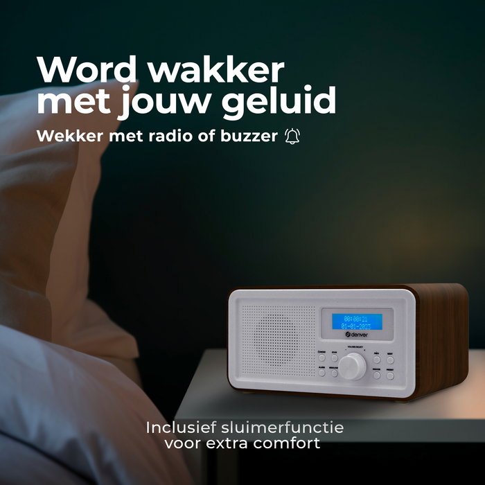 Denver DAB Radio - Retro Radio - FM Radio - Keukenradio - Draagbare radio - Batterijen & Netstroom - DAB30