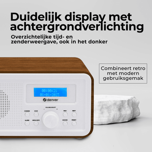 Denver DAB+ radio retro · FM, batterij of netstroom