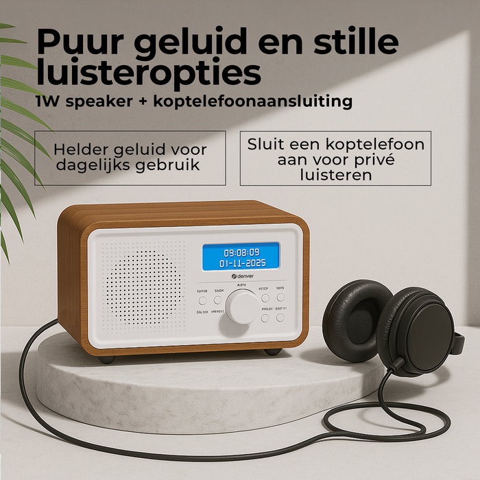 Denver DAB Radio - Retro Radio - FM Radio - Keukenradio - Draagbare radio - Batterijen & Netstroom - DAB30