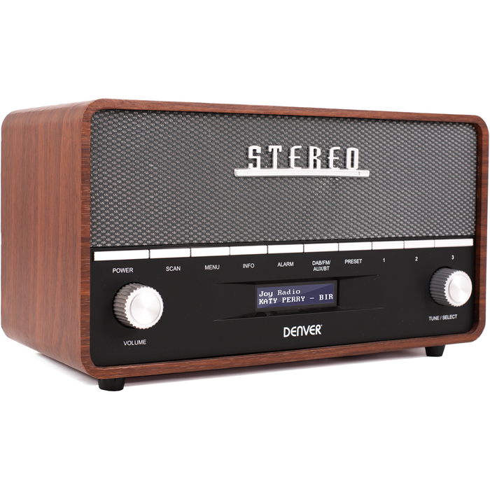 Denver DAB Radio XL - Retro Radio - Bluetooth - DAB+/ FM - Batterijen & Netstroom - DAB36