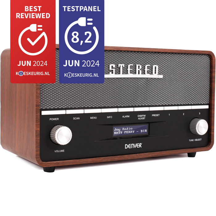 Denver DAB Radio XL - Retro Radio - Bluetooth - DAB+/ FM - Batterijen & Netstroom - DAB36