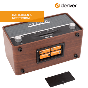 Denver DAB+ radio retro XL · bluetooth, FM en batterij