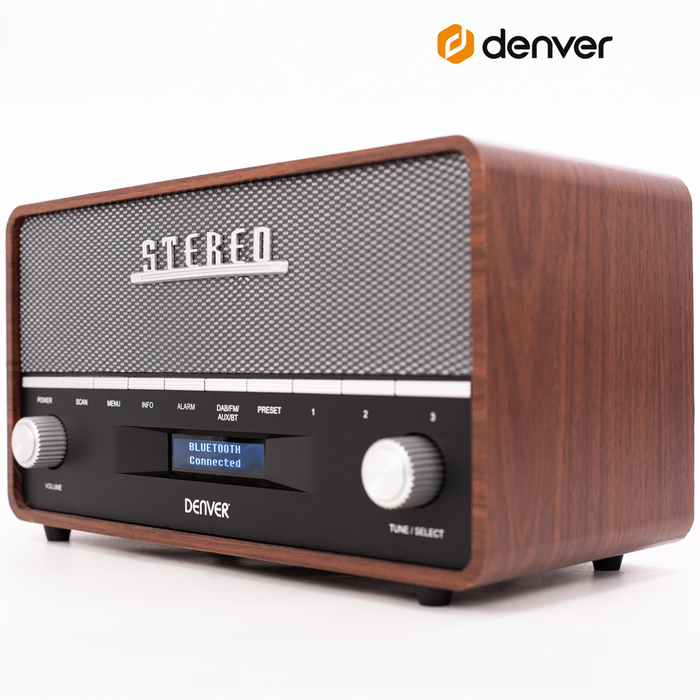 Denver DAB Radio XL - Retro Radio - Bluetooth - DAB+/ FM - Batterijen & Netstroom - DAB36