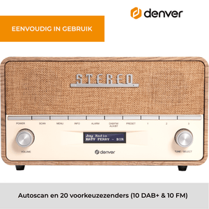 Denver DAB+ radio retro XL · bluetooth, FM en batterij