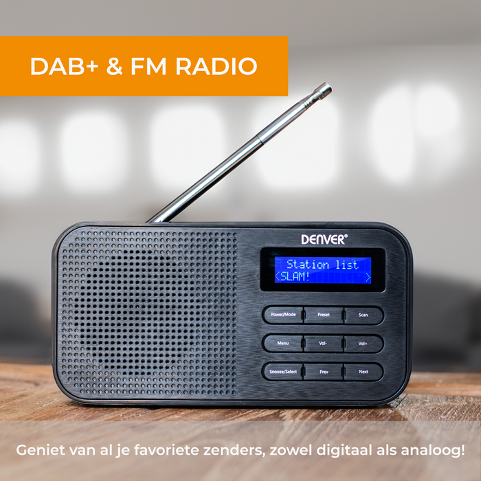 Denver DAB Radio - Noodradio / Noodpakket - Batterijen & Netstroom - Keukenradio - Draagbare Radio - DAB42