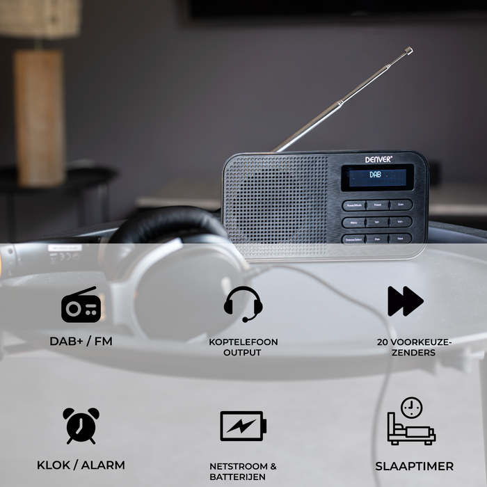 Denver DAB Radio - Noodradio / Noodpakket - Batterijen & Netstroom - Keukenradio - Draagbare Radio - DAB42