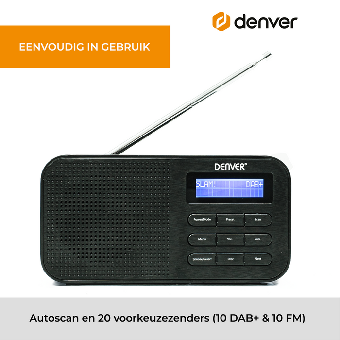 Denver DAB Radio - Noodradio / Noodpakket - Batterijen & Netstroom - Keukenradio - Draagbare Radio - DAB42