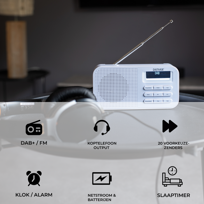 Denver DAB Radio - Noodradio / Noodpakket - Batterijen & Netstroom - Keukenradio - Draagbare Radio - DAB42