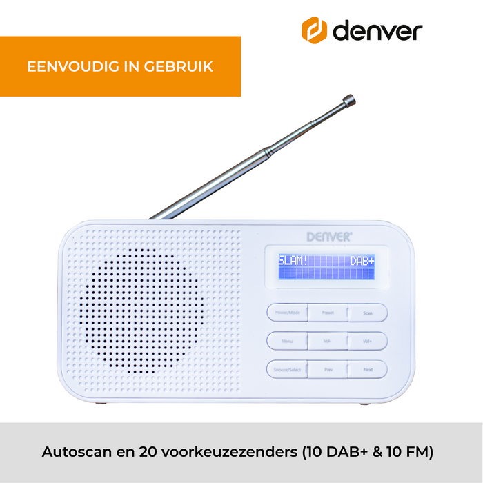 Denver DAB Radio - Noodradio / Noodpakket - Batterijen & Netstroom - Keukenradio - Draagbare Radio - DAB42