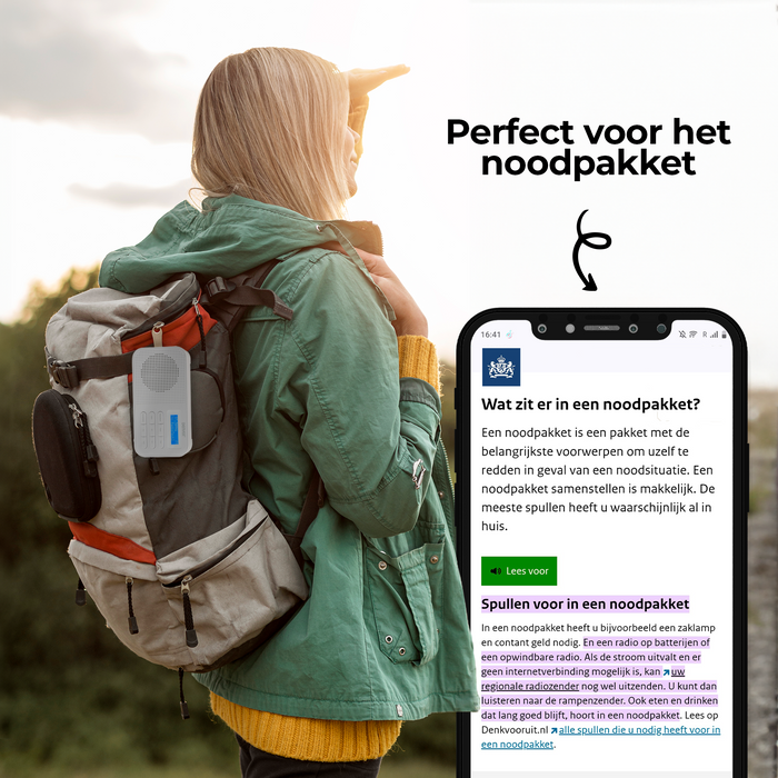Denver DAB Radio - Noodradio / Noodpakket - Batterijen & Netstroom - Keukenradio - Draagbare Radio - DAB42