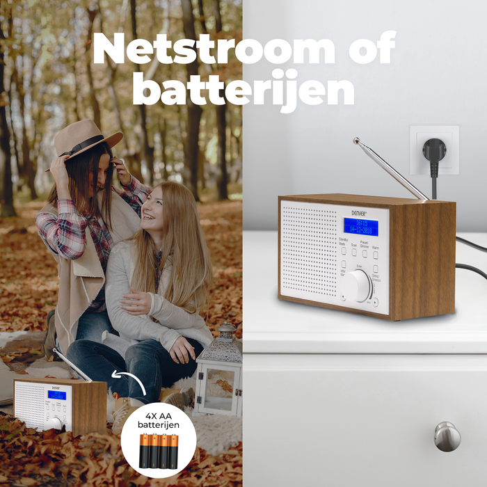 Denver DAB Radio - Noodradio / Noodpakket - Batterijen & Netstroom - Keukenradio - Draagbare Radio - DAB46