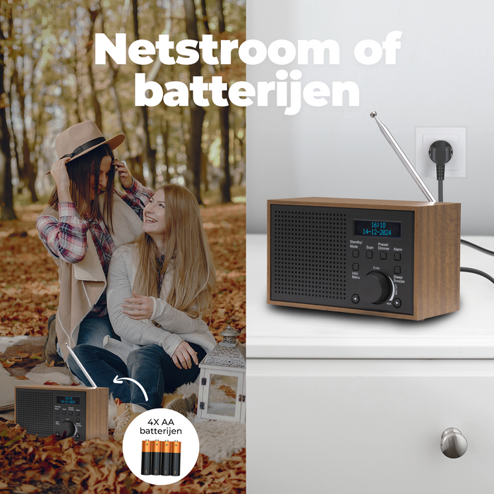Denver DAB Radio - Noodradio / Noodpakket - Batterijen & Netstroom - Keukenradio - Draagbare Radio - DAB46