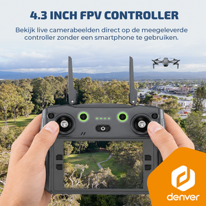 Denver Drone met Camera - Besturing via controller met 4 inch scherm - Live beeld - 3K video & 4K foto - voor Buiten - GPS - 6 assige Gyro Volwassenen en Kinderen - DCG3572