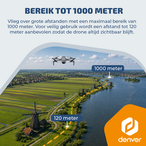 Denver Drone met Camera - Besturing via controller met 4 inch scherm - Live beeld - 3K video & 4K foto - voor Buiten - GPS - 6 assige Gyro Volwassenen en Kinderen - DCG3572