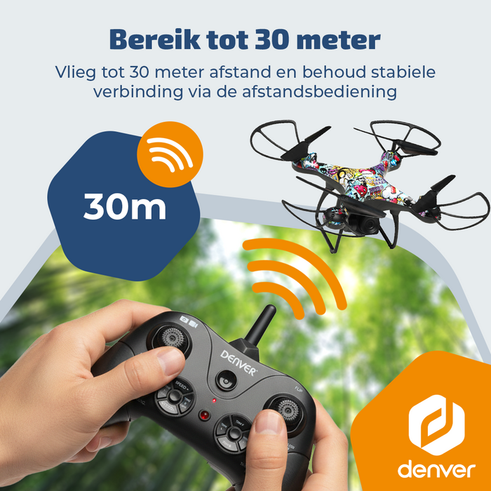 Denver Drone met Camera - Besturing via Controller of App (WiFi) - Live beeld - voor Buiten - Volwassenen en Kinderen - DCW340