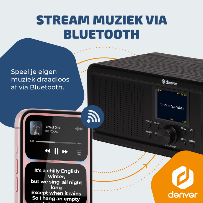 Denver DAB Internetradio - DAB - FM - Internetradio - Bluetooth - Alarmfunctie - DIR200
