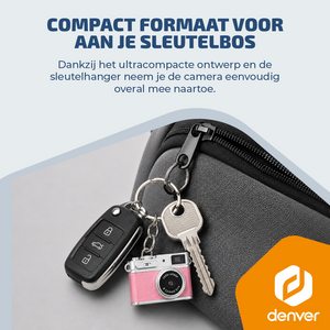 Denver Mini Digitale Camera – FullHD video & Foto 12MP -  0.96" TFT Scherm - Retro Design – Sleutelhanger - Video Camera - DMC1203