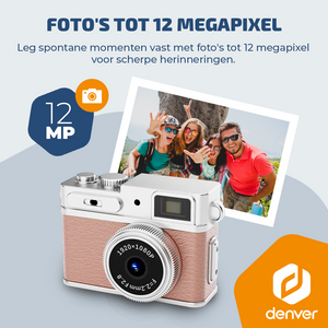 Denver Mini Digitale Camera – FullHD video & Foto 12MP -  0.96" TFT Scherm - Retro Design – Sleutelhanger - Video Camera - DMC1203