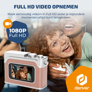 Denver Mini Digitale Camera – FullHD video & Foto 12MP -  0.96" TFT Scherm - Retro Design – Sleutelhanger - Video Camera - DMC1203