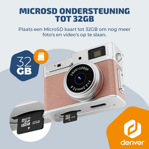 Denver Mini Digitale Camera – FullHD video & Foto 12MP -  0.96" TFT Scherm - Retro Design – Sleutelhanger - Video Camera - DMC1203
