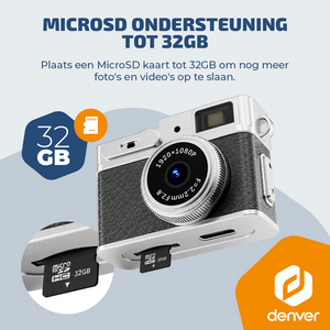 Denver Mini Digitale Camera – FullHD video & Foto 12MP -  0.96" TFT Scherm - Retro Design – Sleutelhanger - Video Camera - DMC1203