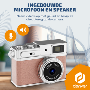 Denver Mini Digitale Camera – FullHD video & Foto 12MP -  0.96" TFT Scherm - Retro Design – Sleutelhanger - Video Camera - DMC1203