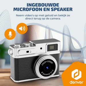 Denver Mini Digitale Camera – FullHD video & Foto 12MP -  0.96" TFT Scherm - Retro Design – Sleutelhanger - Video Camera - DMC1203