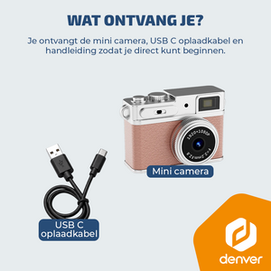 Denver Mini Digitale Camera – FullHD video & Foto 12MP -  0.96" TFT Scherm - Retro Design – Sleutelhanger - Video Camera - DMC1203