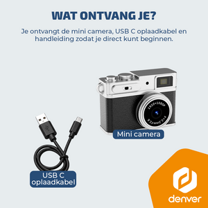Denver Mini Digitale Camera – FullHD video & Foto 12MP -  0.96" TFT Scherm - Retro Design – Sleutelhanger - Video Camera - DMC1203