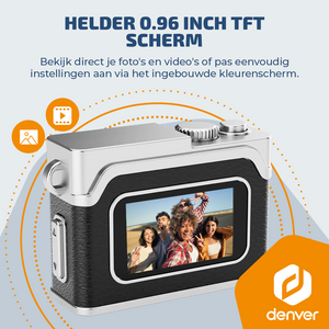 Denver Mini Digitale Camera – FullHD video & Foto 12MP -  0.96" TFT Scherm - Retro Design – Sleutelhanger - Video Camera - DMC1203