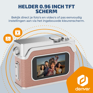Denver Mini Digitale Camera – FullHD video & Foto 12MP -  0.96" TFT Scherm - Retro Design – Sleutelhanger - Video Camera - DMC1203